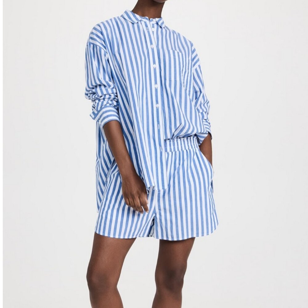 Madewell Signature Poplin Oversized Shirt in Springy Stripe